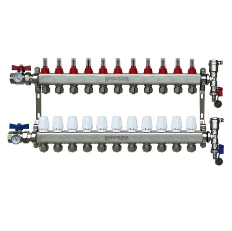 Nordik Radiant in-floor water and glycol hydronic radiant floor manifold - 11 loops