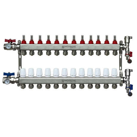 Nordik Radiant in-floor water and glycol hydronic radiant floor manifold - 12 loops