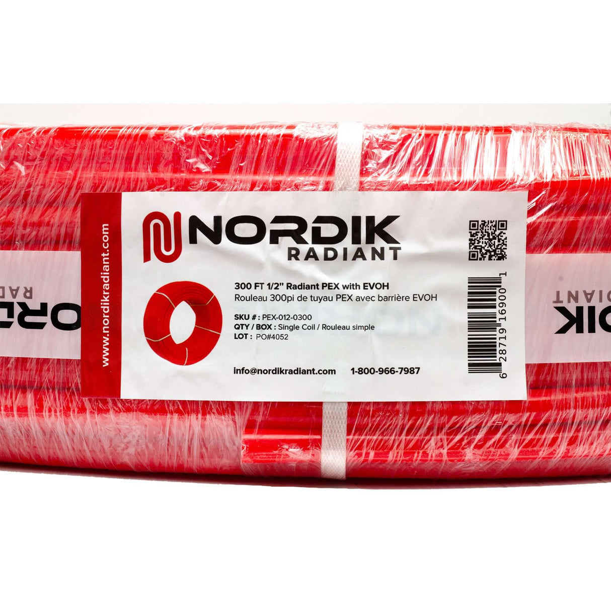 1/2” Red PEX tubing with EVOH barrier - 300 ft. coil. - label