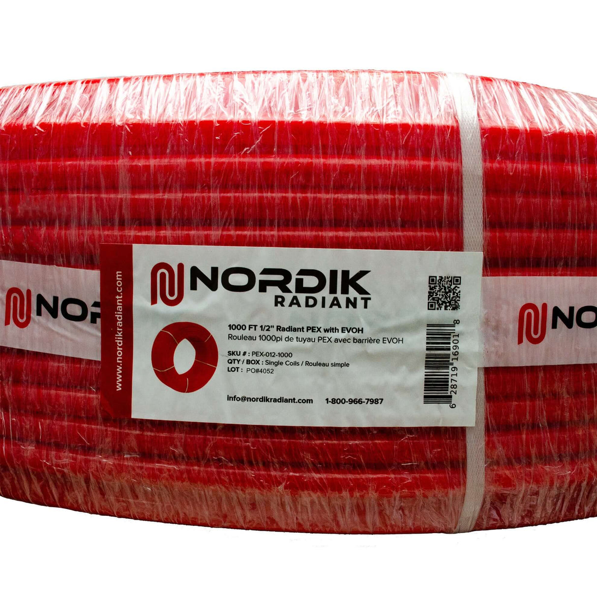 1/2” Red PEX tubing with EVOH barrier - 1000 ft. coil - label