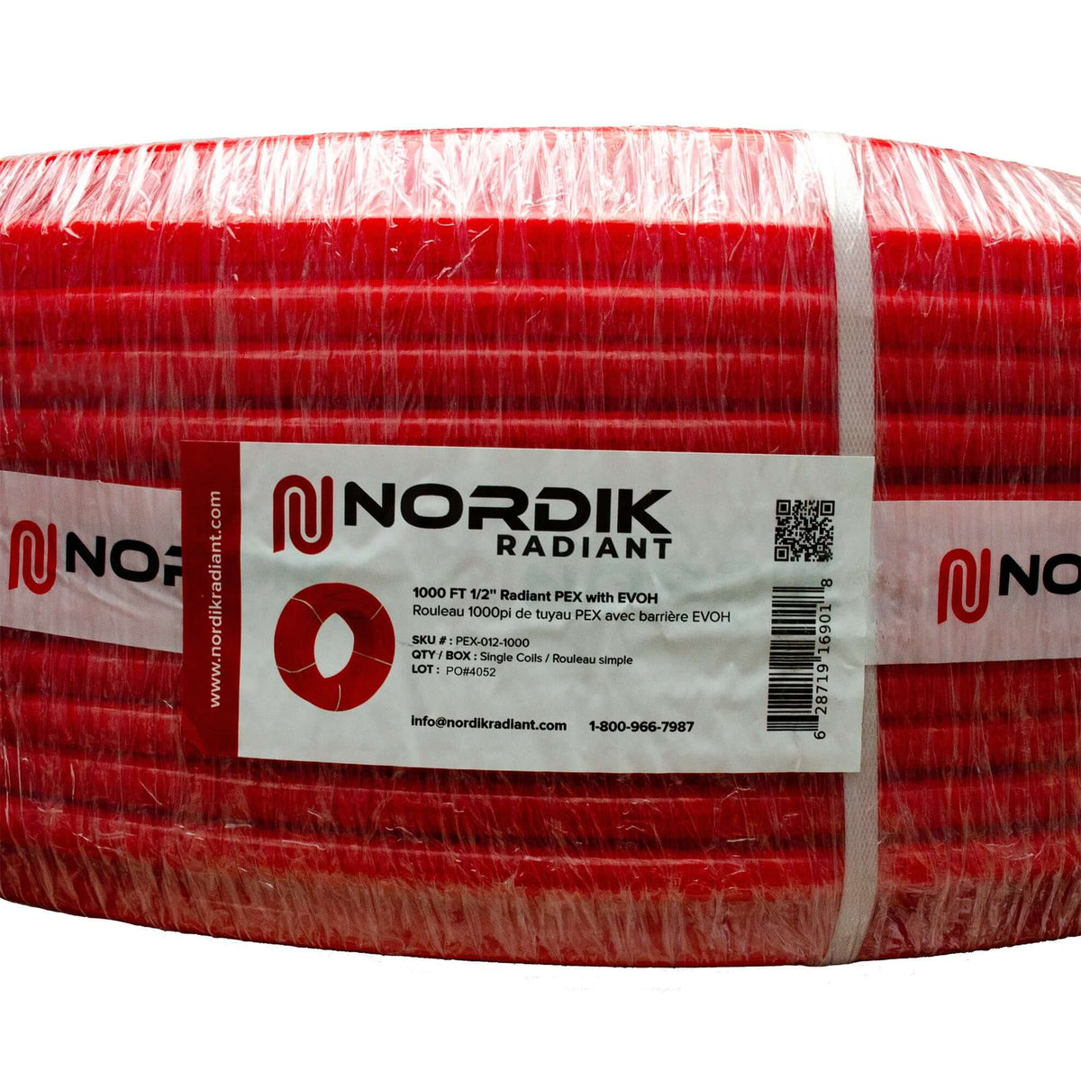 Pex Labels Nordik Radiant 1/2” Red PEX tubing with EVOH barrier - 1000 ft. coil.