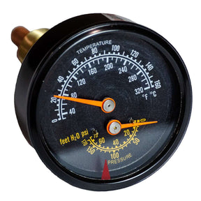 T2-ZMC300-75P160CN 2-1/2'' DIAM. 0/75 PSI 0/160C 1/2npt tridicator for Thermo2000 water and glycol radiant floor electric boiler