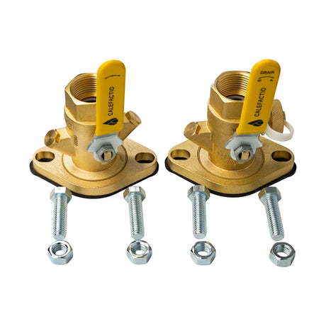 Calefactio PF100N 1'' FNPT Dielectric Pump Flange Valve (Pair) with pressure gauge port - front