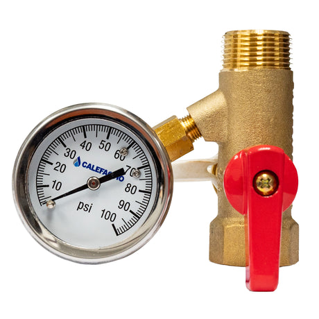 Calefactio HGSV34 potable water service valve with pressure gauge - front