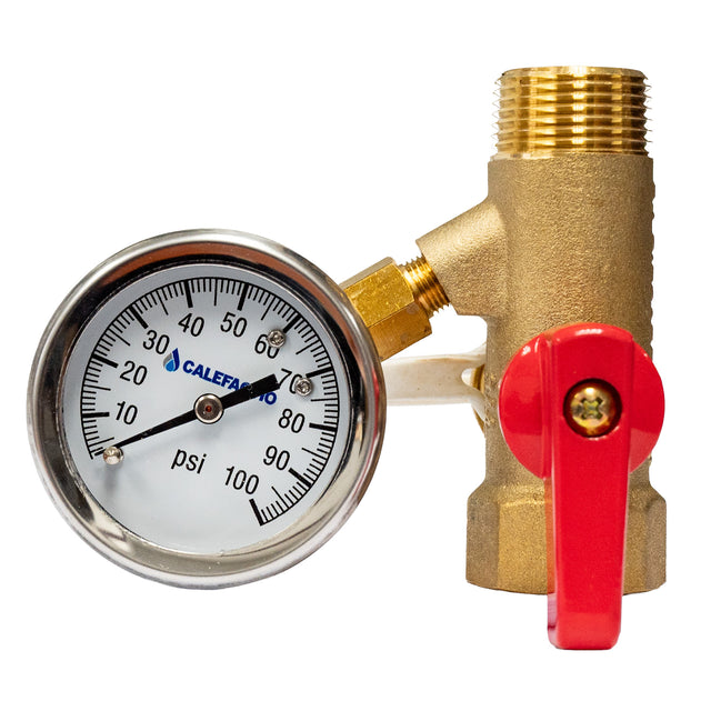 Calefactio HGSV34 potable water service valve with pressure gauge - front