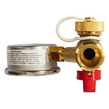Calefactio HGSV34 potable water service valve with pressure gauge - top