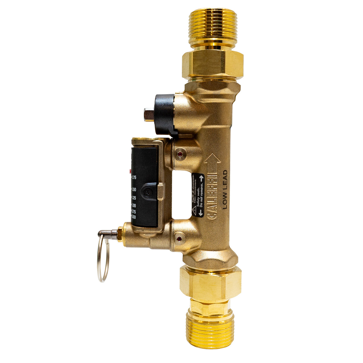 Caleffi 132630AFC 1" MNPT Quicksetter+ balancing valve with flowmeter and check valve - right