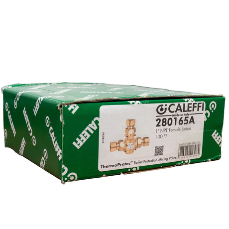 Caleffi 280165a 1" NPT Thermoprotec wood boiler protection high-flow thermostatic mixing valve - 130 °F - box