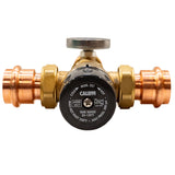 Caleffi 521616A 1″ MixCal Adjustable Thermostatic and Pressure Balanced Mixing Valve With Gauge (press) - top