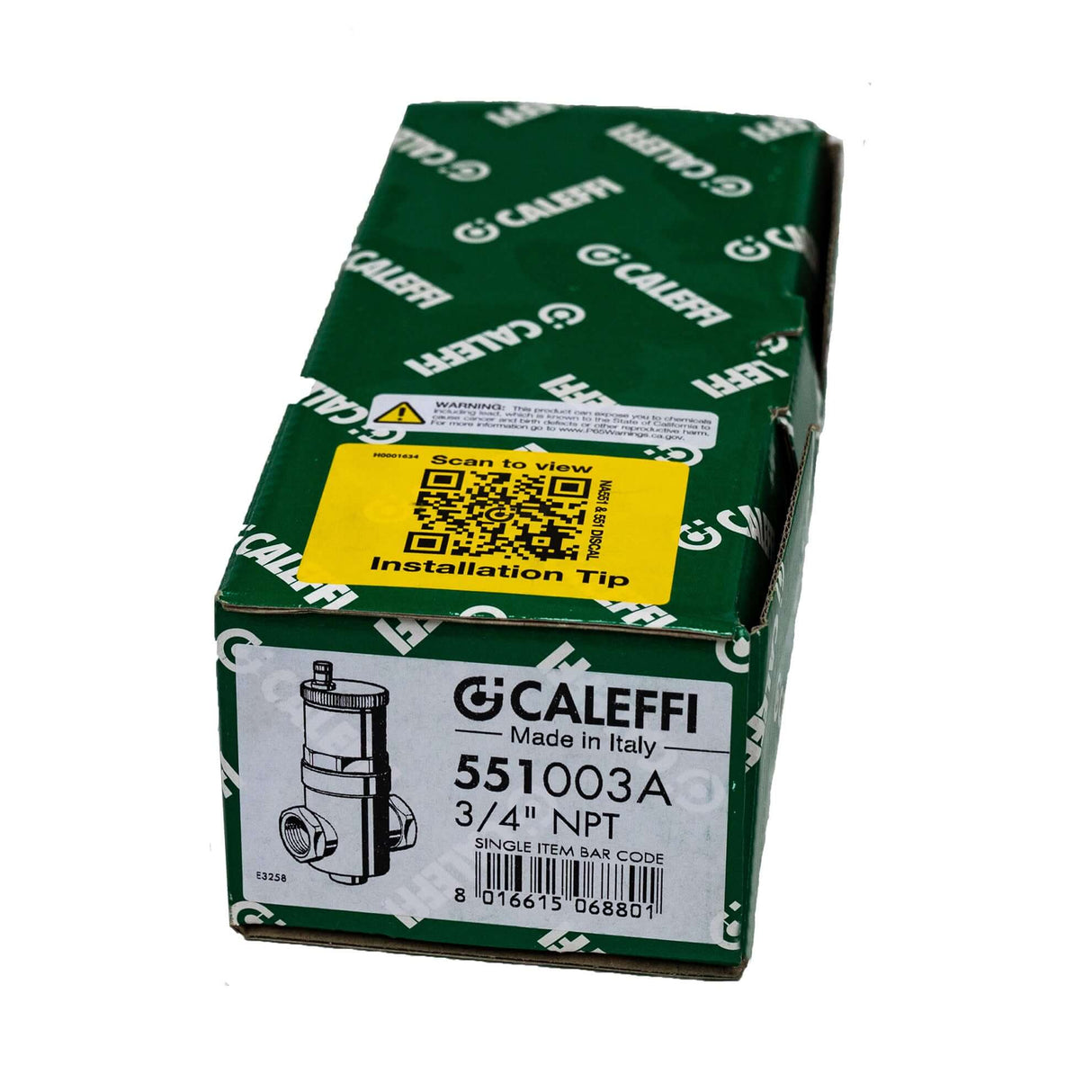 Box of the Caleffi 551003A 3/4" Compact Discal Air Separator
