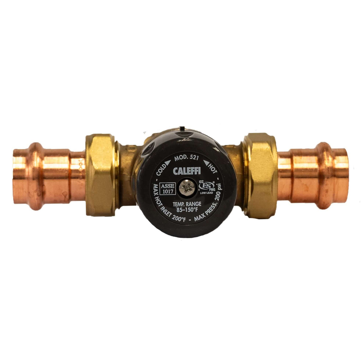 Caleffi 521606A 1″ MixCal Adjustable Thermostatic and Pressure Balanced Mixing Valve (press) - top view