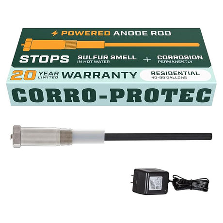 The Corro-Protec powered titanium permanent water heater anode rods protects water heater against corrosion and eliminate the rotten eggs sulfur smell