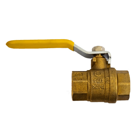 3/4" FNPT X 3/4" FNPT brass ball valve - right side view