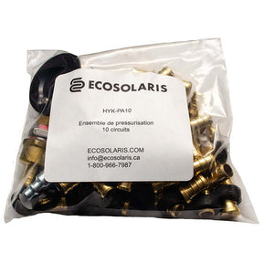 Fittings kit to pressurize the 1/2″ PEX tubes before pouring the concrete in a in-floor radiant floor heating system - 10 loops