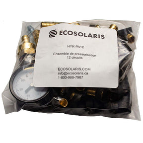 Fittings kit to pressurize the 1/2″ PEX tubes before pouring the concrete in a in-floor radiant floor heating system - 12 loops