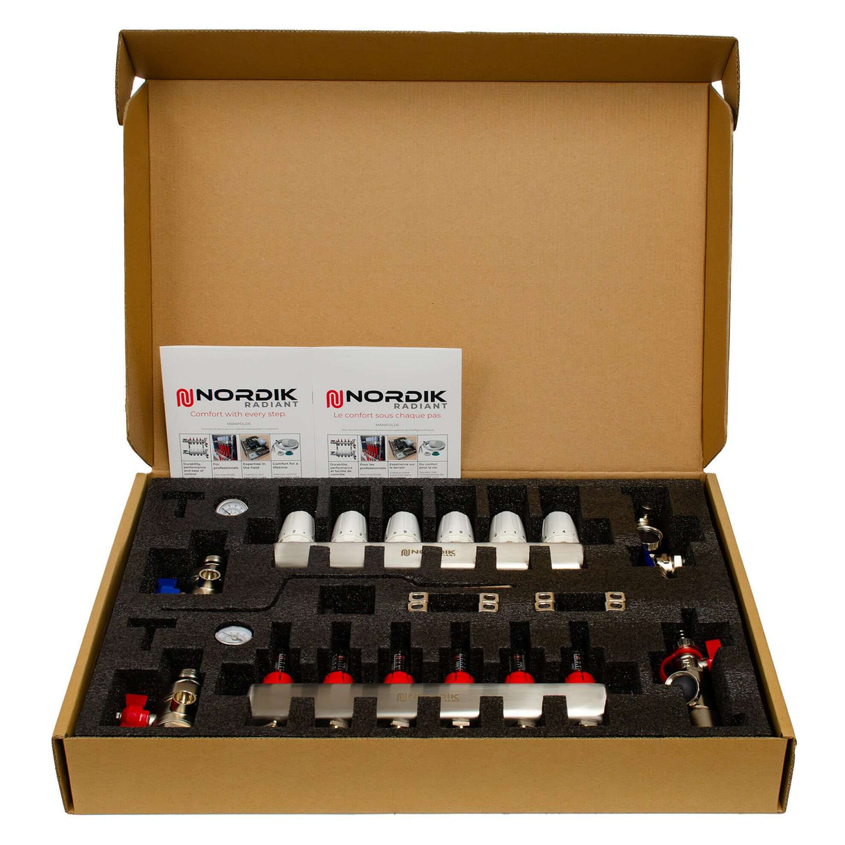 Nordik Radiant in-floor water and glycol hydronic radiant floor manifold - 6 loops inside the box