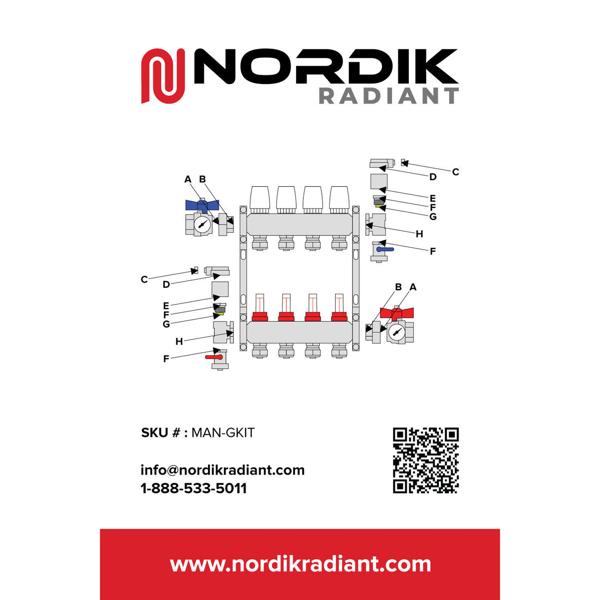 Nordik Radiant manifold Gaskets kit - parts