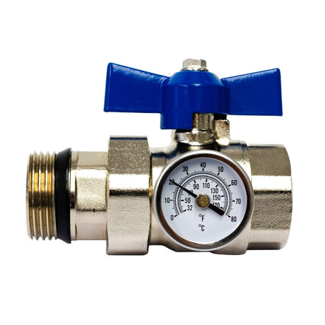 Ball Valve with thermometer manifold kit (blue)