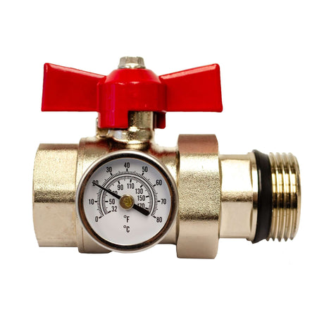 Ball Valve with thermometer manifold kit (red)
