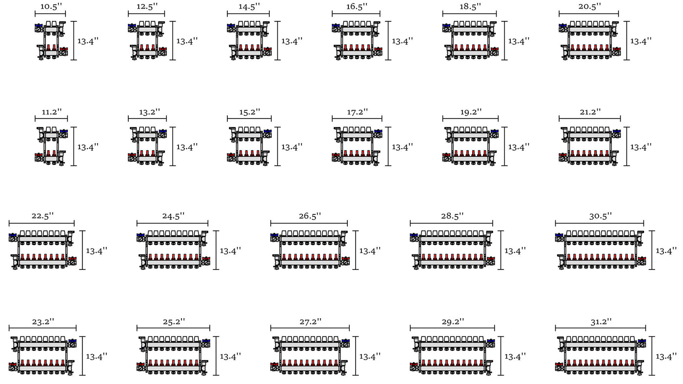 Nordik Radiant manifold size and simensions