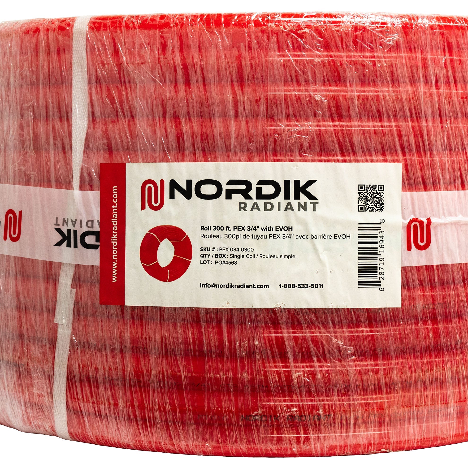 Nordik Radiant 3/4” Red PEX tubing with EVOH barrier - 300 ft. coil.