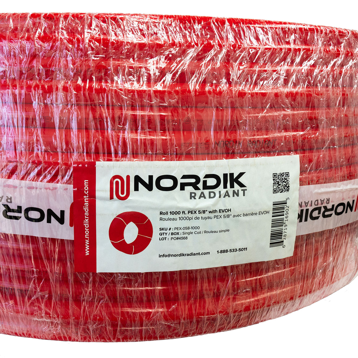 5/8” Red PEX tubing with EVOH barrier - 1000 ft. coil.