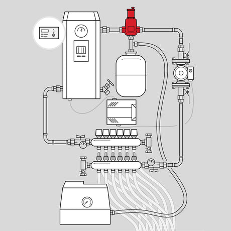 Schema of glycol and water  hydronic radiant floor component required - Air separator