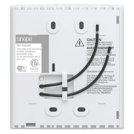 Sinope TH1124WF WiFi smart thermostat for 4000W electric baseboard - back