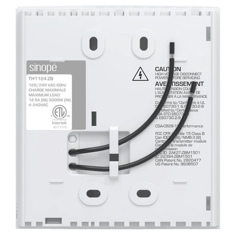 Sinope TH1124ZB 4000W 120V/240V baseboard smart thermostat - back