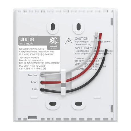 Sinope TH1134ZB/HC smart thermostat with color display - back