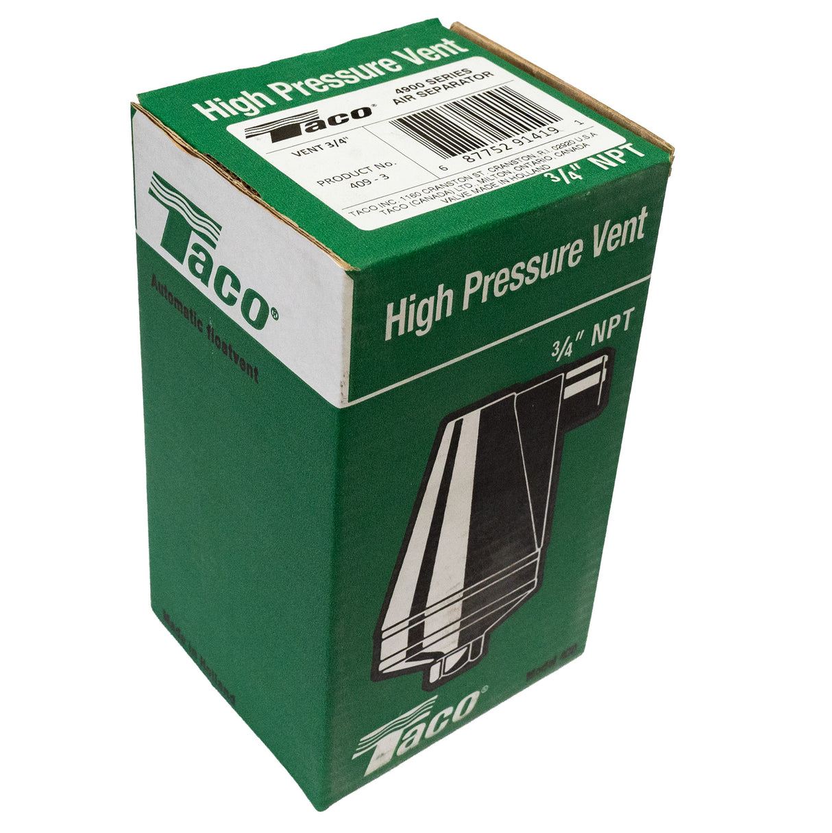 Taco 409-3 3/4" High Pressure Air Separator - box