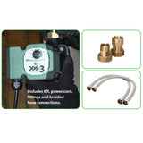 Taco 006e3 domestic hot water recirculation pump with fitting and braided hose