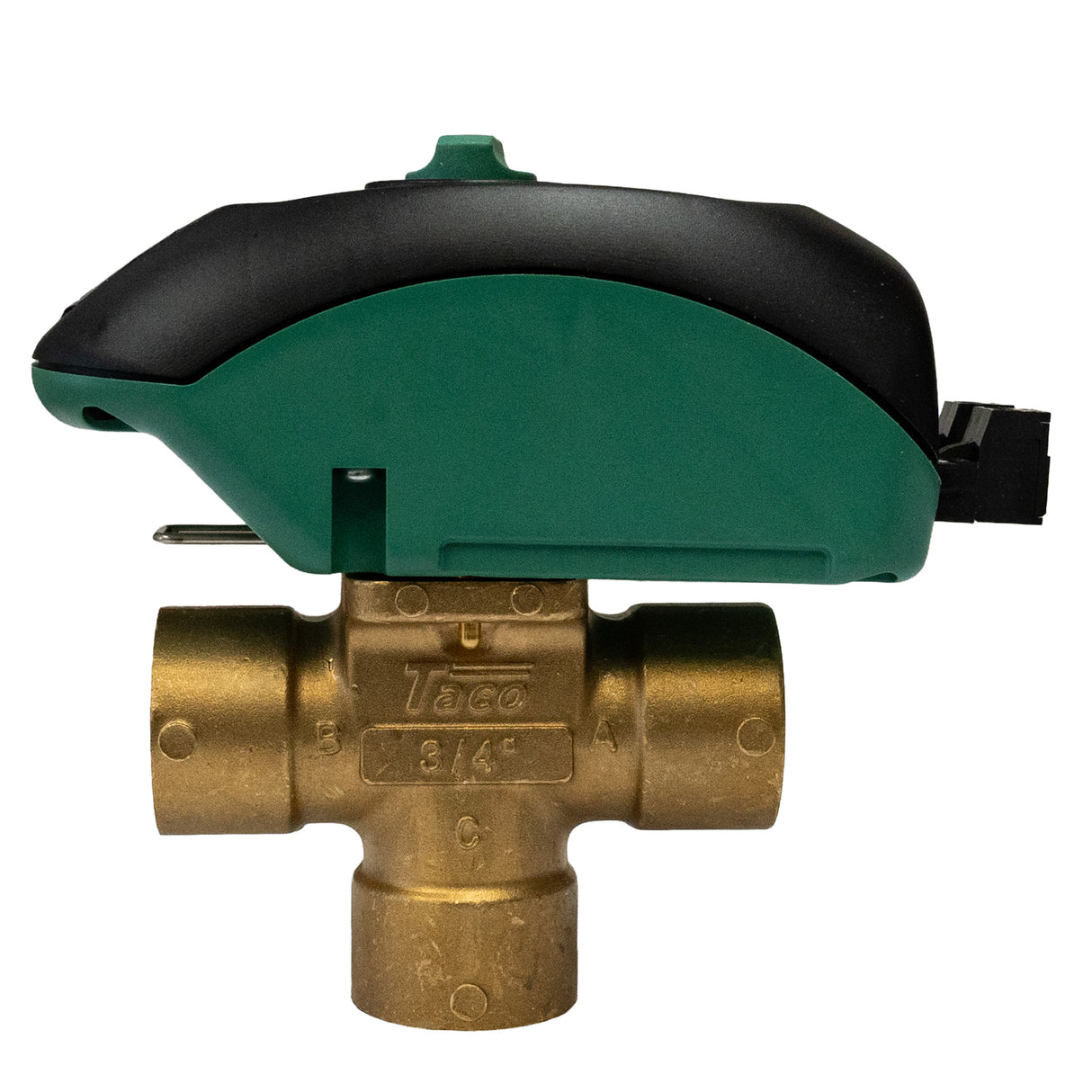 Taco Z075t3-2 3-Way 3/4" NPT 24VAC Zone Sentry Zone Valve, Normally Closed Actuator - right side