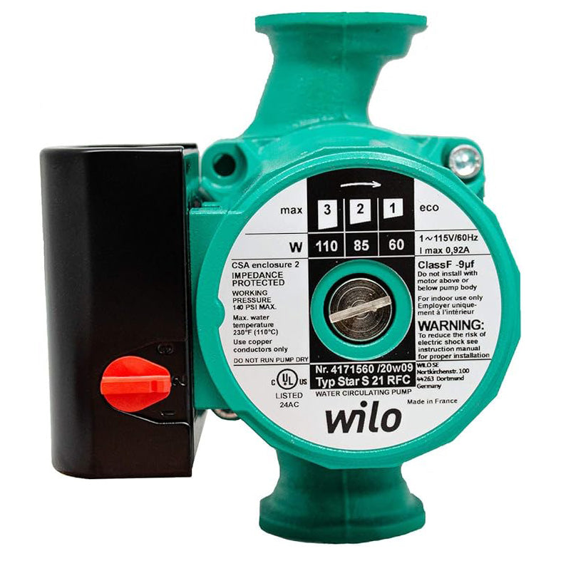 Wilo Star S 21 RFC, 115V, 3-Speed Cast Iron Star Series Circulator