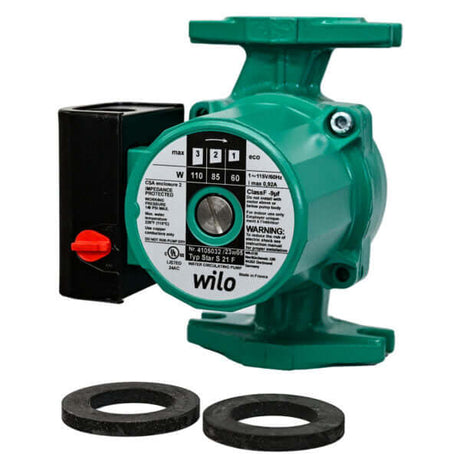 Wilo Star S 21 F 4105032 115V 3-Speed Cast Iron Star Series Circulator for infloor water and glycol hydronic radiant floor heating system - gaskets right