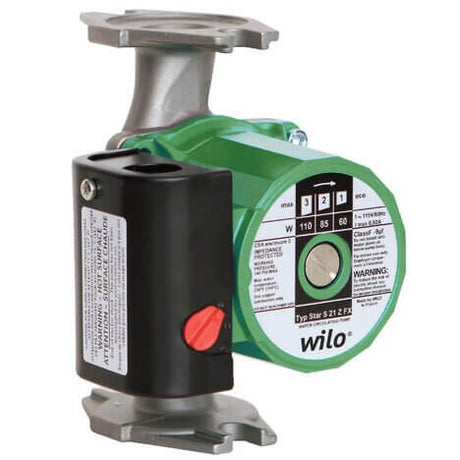 Wilo Star S 21 ZFX 4190427 115V 3-Speed Stainless Steel Star Series Circulator for water and glycol in-floor radiant floor heating system
