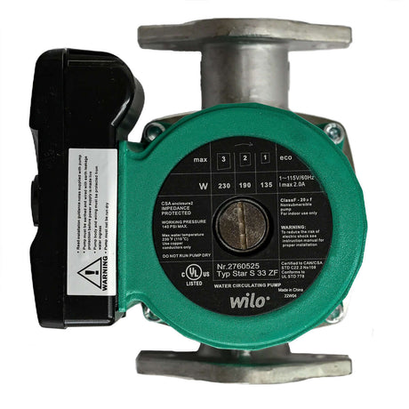 Wilo Star S 33 ZF 2760525 115V 3-Speed Stainless Steel Star Series Circulator for water and glycol infloor hydronic radiant floor - front